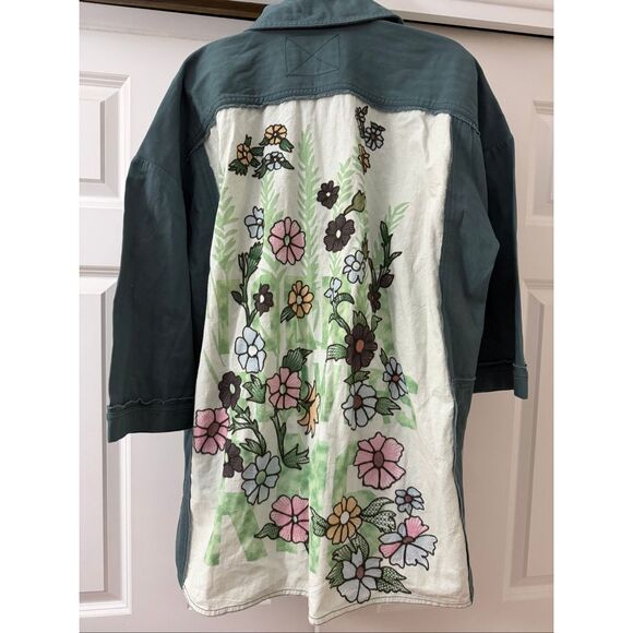 Free People Floral Embroidered Kimono - Green and Cream - Picture 5 of 9